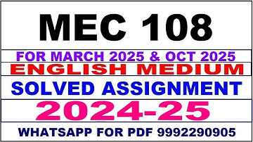 mec 108 solved assignment 2024-25 | mec 108 solved assignment in english 2025 | mec 108 2024-25