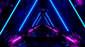 Abstract Neon Glowing Tringle Tunnel Motion Loop Background Video - copyright free Vj loops 2021