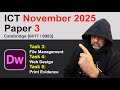 2025 October/November Paper 3, Tasks 3 4 &amp; 5 Web Design Cambridge 0417 /0983 ICT [IGCSE]