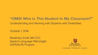 PCC Presents: "OMG! Who Is This Student In My Classroom?" with Rosemary Scott