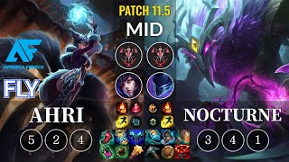 AF Fly Ahri vs Nocturne Mid - KR Patch 11.5