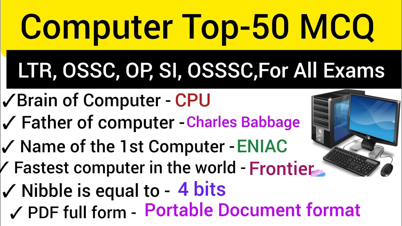Top 50 Computer MCQs/Computer Important Questions/Computer Questions for All Competitive Exams