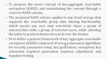 Key-Aggregate Searchable Encryption (KASE) for Group Data Sharing via Cloud Storage