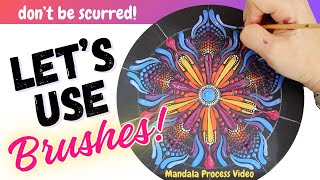 Let's learn brush mandala painting together! Stretch your skills with me and use liner brushes!