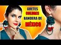 ARETES/ZARCILLOS  CON ROSAS DE TELAS Y LOS COLORES DE LA BANDERA DE MÉXICO!!   ¡VIVA MÉXICO! - MariG