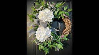 Quick Spring Wreath Tutorial with Hydrangeas and Lavender #springwreath #wreathtutorial