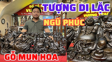 Tượng Di Lặc ngũ phúc gỗ Mun hoa phong thủy  Cầu sung túc, bình an và thịnh vượng đến cho gia chủ
