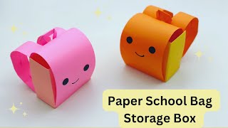 Diy Mini Paper School Bag Storage Organizer Paper Craft Origami Storage Box Diy Desk Organizer