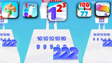 Satisfying mobile games; Number master, Level up numbers, Crowd Number Run 3D, Stack Rider.........