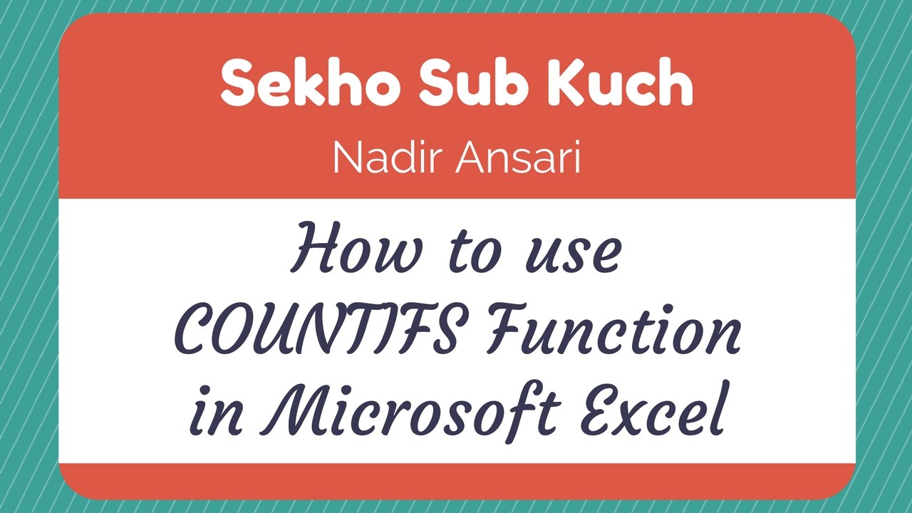 How to use COUNTIFS Function in Microsoft Excel [Urdu / Hindi] - YouTube