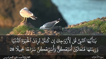 سورة الأحزاب كاملة مكتوبة ومسموعة بصوت القارئ احمد الحراسيس