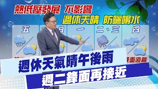 【戴立綱報氣象】週休天氣晴午後雨 週二鋒面再接近南部天晴中午熱 戶外活動防曬喝水 20240524