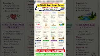 MEG 01 Rtcs June Exam 2026 / MEG 01 Important Questions 2026 #ignou #meg01 #shorts  #ignoumaenglish