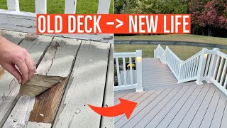 Deck Remodel | LED Lighting, PVC Decking, Vinyl Railings by John Builds It 64,823 views 1 year ago 24 minutes