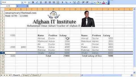 MS Excel 2003 Part 18) Tools Menu in Dari / Farsi Omar Akbari