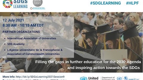 SDG Learning 2021 - Session 9: Filling the gaps in further education for the 2030 Agenda