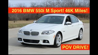 2016 BMW 550i xDrive M sport 46K miles White Mocha Msport Drivers assist Executive POV Drive #980597
