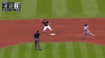 ATL@PIT: Harrison, Walker combine on double play