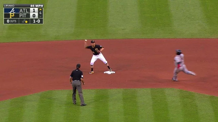 ATL@PIT: Harrison, Walker combine on double play