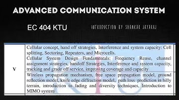 EC404 Advanced Communication Systems | Module 5 Introduction by Shankar Jayaraj