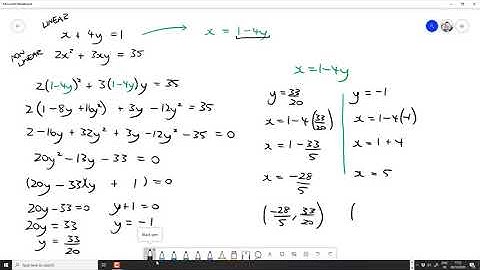 Simultaneous Equations - One Linear, One Non Linear