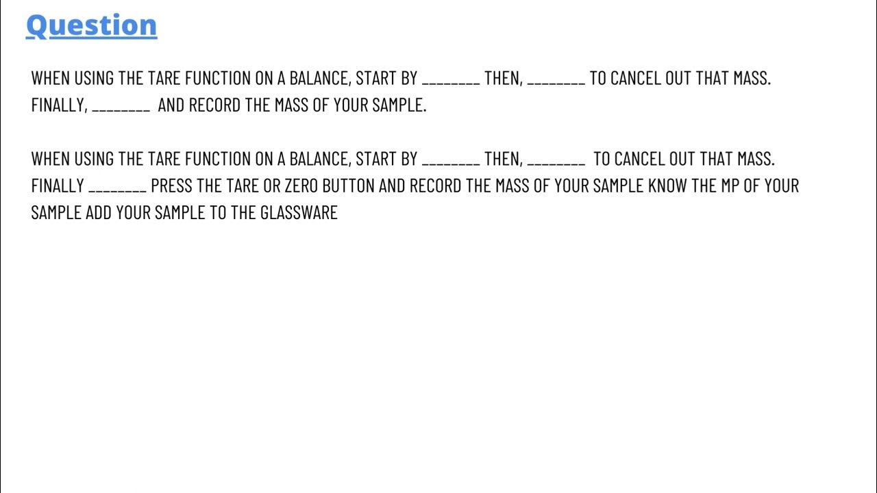 When using the tare function on a balance start by YouTube