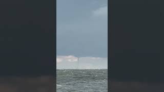 Early day waterspout impacting the southern lake shore of Lake Erie! #waterspout #lakeerie #weather