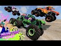 Monster jam insane racing freestyle and high speed jumps 18  beamng drive  grave digger