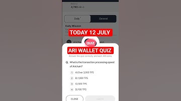 Ari Wallet Today Quiz | Ari Wallet Daily Quiz| 12 July Ari Wallet Quiz Answer | Arichain Quiz Answer