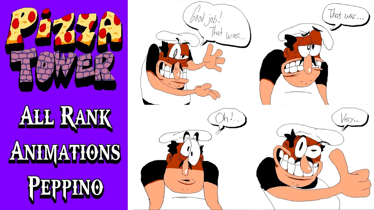 Pizza Tower - All Rank Animations Peppino (D, C, B, A, S, P)