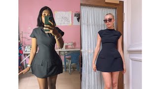 HOW TO CUT AND SEW STRUCTURED HIP  MINI DRESS WITH CAP SLEEVE AND NECK DART