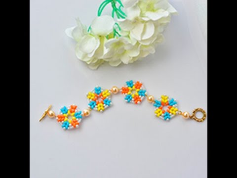 Flower beaded bracelet, diy how to make flowers bracelet with