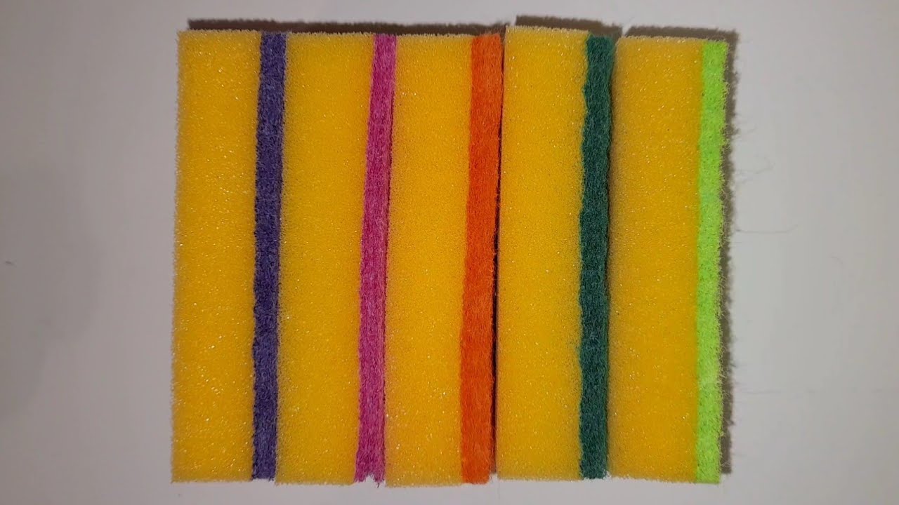 Rainbow kitchen sponges dry crispy ripping squeezing / asmr sponge korea