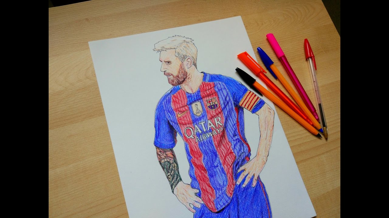 Messi Pen Drawing - FC Barcelona - YouTube