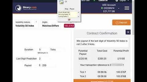 REAL ACCOUNT +$1504.58 USD Automated Trading Binary.com Volatility Digits Differs 26 September 2018