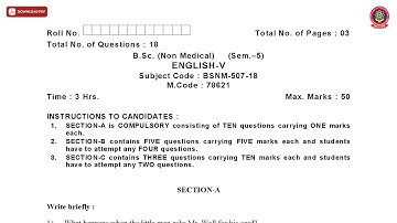 BSC 5TH SEM NM ENGLISH V JAN 2021 | PTU