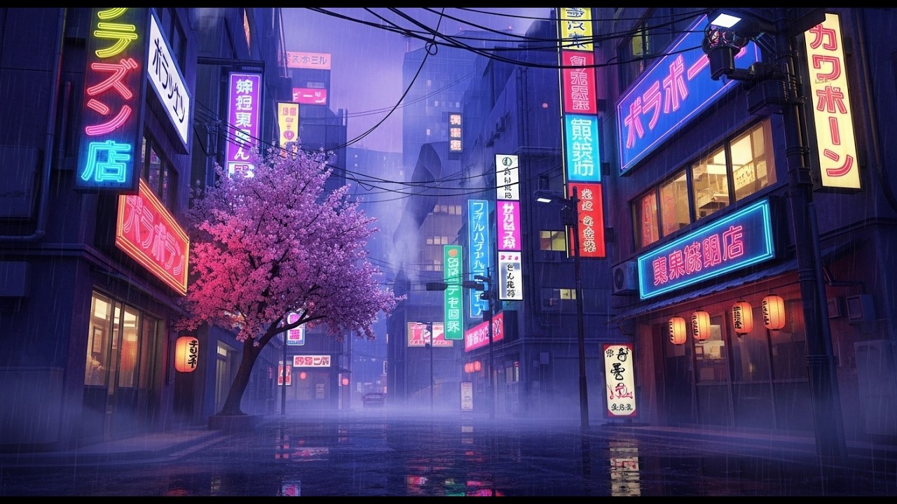 Lofi Hip Hop Radio for Focus | Rain Night | 80s & 1990 | Urban Rain Lofi