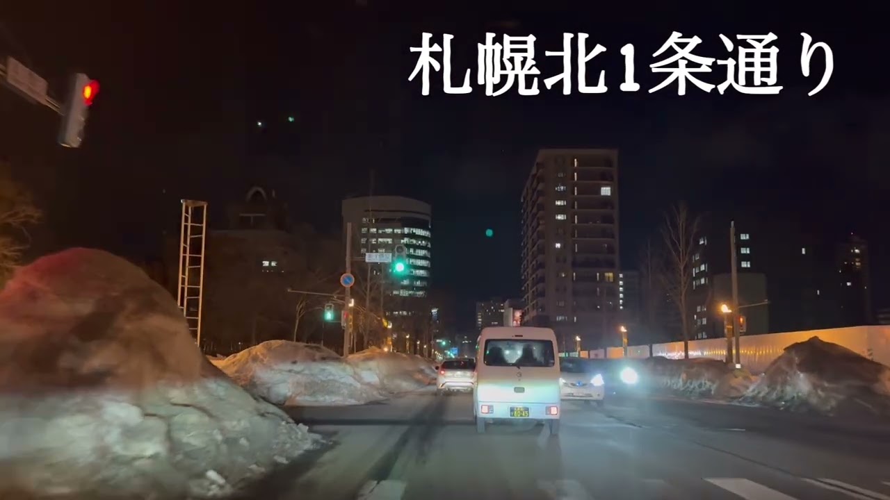 【走行動画】2月24日19時の札幌北1条通り