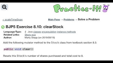 Java Practice It | Exercise 8.10 clearStock | classes, instance methods