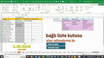Excel 1 Dakika - Bağlı Liste Kutusu - Alan Adlandırma İle