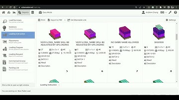 CubeMaster Online 2022: Building mixed pallet loads from the item sizes uploaded from Excel file.