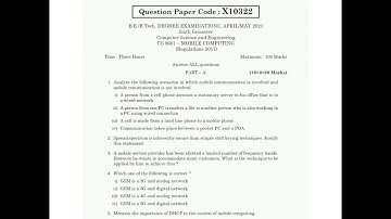April/May 2021 CS8601 Mobile Computing Question Paper
