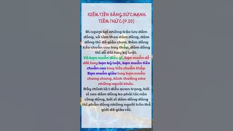 KIẾM TIỀN BẰNG SỨC MẠNH TIỀM THỨC (P.20)