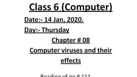 Class 6(Computer), Chapter #8 Reading of pg#111.