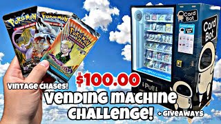 $100 Pokémon Vending Machine CHALLENGE! Vintage Opening CHASES! #reaction #pokemon #opening #fyp