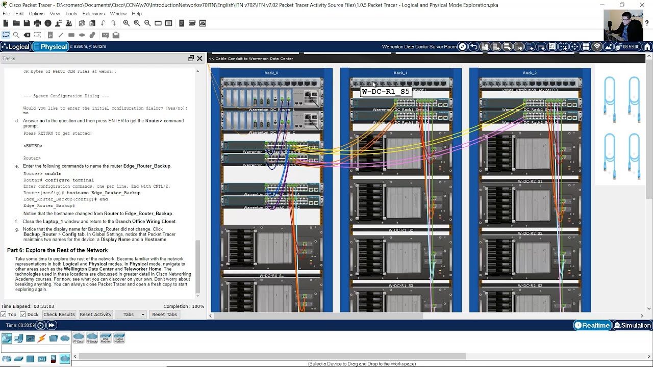 1.0.5 packet tracer - logical and physical mode exploration