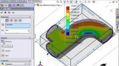 Flow Study of  Fluid in a Pipe and Cut Plot In SolidWorks