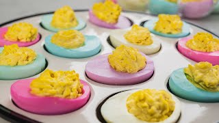 EASTER DEVILED EGGS: How to Make Pastel Colored Deviled Eggs/Easy & Delicious