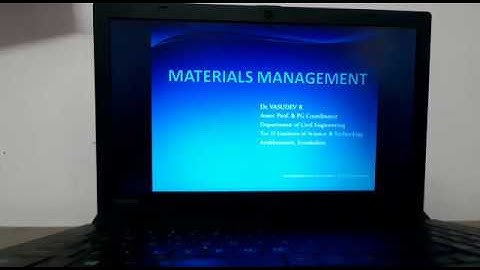CE404 Civil Engg Project Management - Module 5 Material Management - Part 1 - Dr. Vasudev R