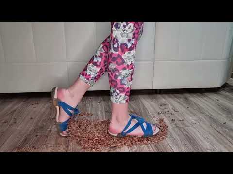 Crush Hazelnuts shells under my blue Quechua Switch sandals #SOFIAARMAZZI